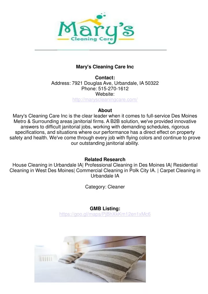 mary s cleaning care inc contact address 7921