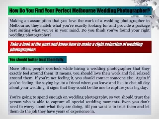 how do you find your perfect melbourne wedding