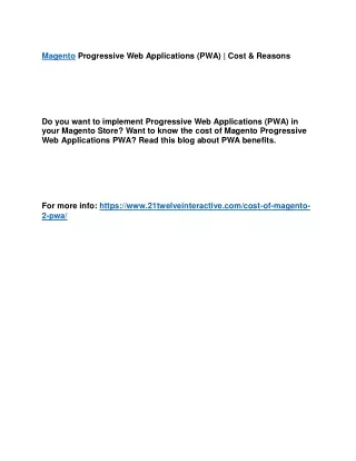 magento progressive web applications pwa cost