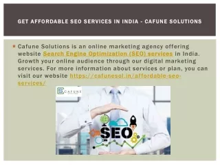 Get Affordable SEO Services in India - Cafune Solutions