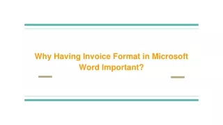 Why Having Invoice Format in Microsoft Word Important?