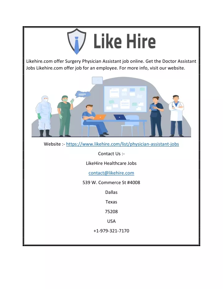 likehire com offer surgery physician assistant