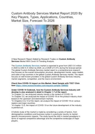 Custom Antibody Services Market