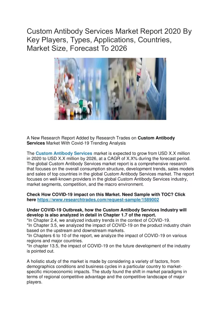 custom antibody services market report 2020