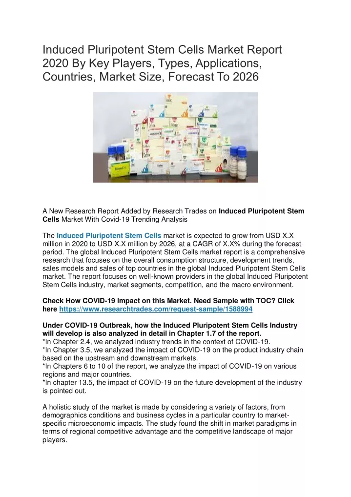 induced pluripotent stem cells market report 2020