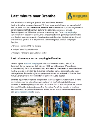 last minute naar drenthe