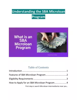 Understanding the SBA Microloan Program