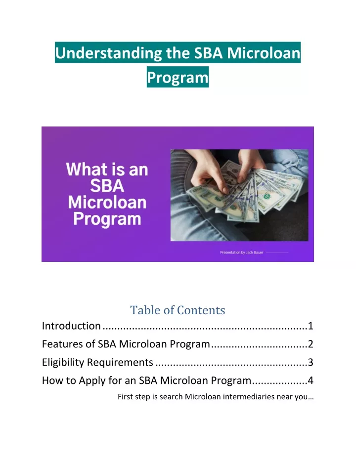 understanding the sba microloan program