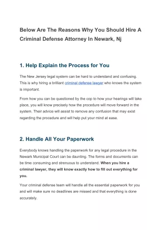 Five Reasons Why You Should Hire A Criminal Defense Attorney in Newark, NJ |