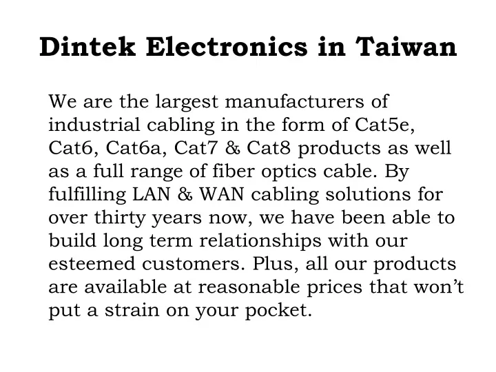 dintek electronics in taiwan