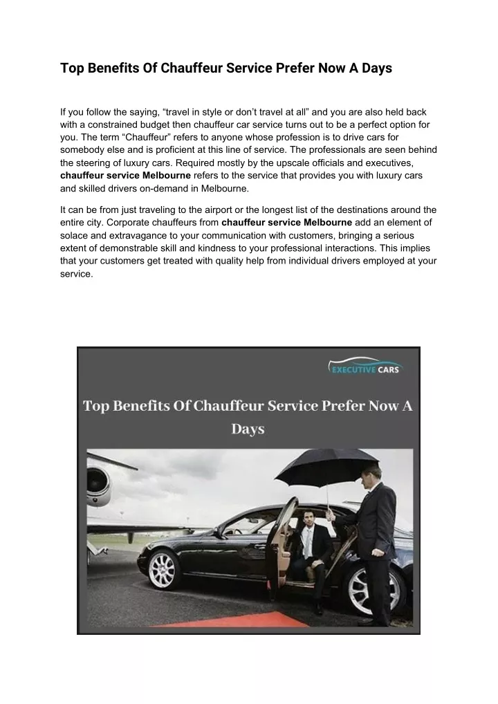 top benefits of chauffeur service prefer