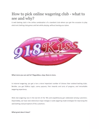 Look For 918kiss Casino