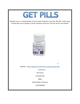 Buy Sleep Aids Online USA | Getpillss.com