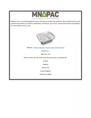 Aluminum Foil Container | Mnapac.com