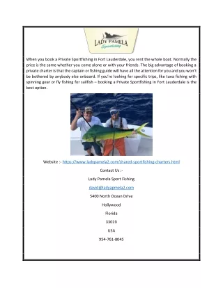 Shared Sportfishing Charters In Fort Lauderdale | Ladypamela2.com