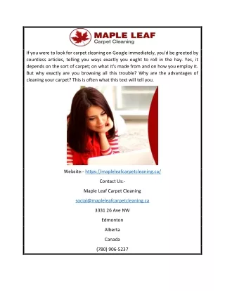 Professional Carpet Cleaners Edmonton | Maple Leaf Carpet Cleaning