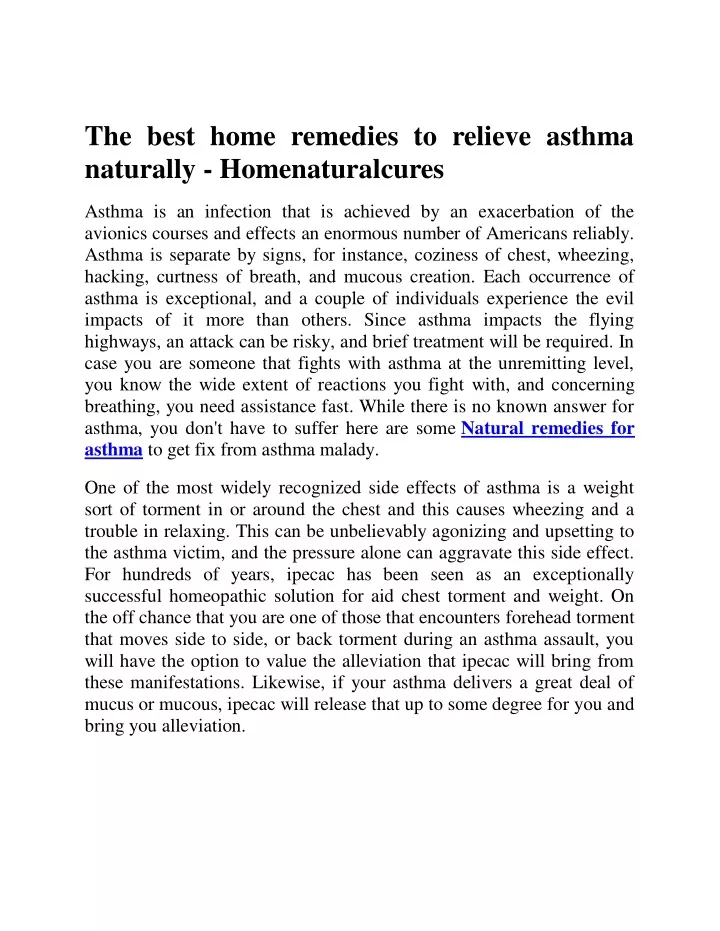 the best home remedies to relieve asthma