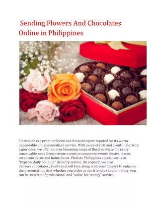 Sending Flowers And Chocolates Online in Philippines