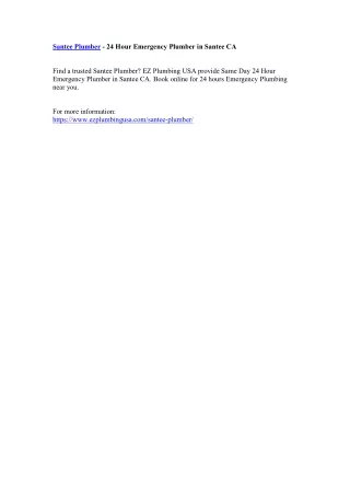 santee plumber 24 hour emergency plumber