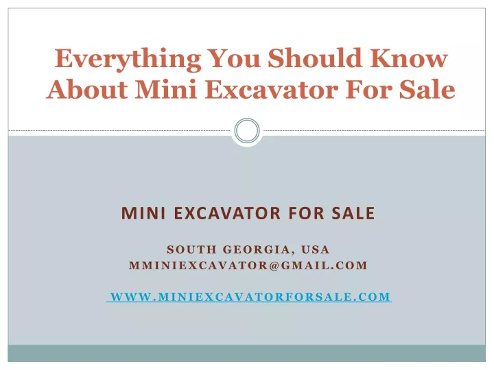 everything you should know about mini excavator for sale