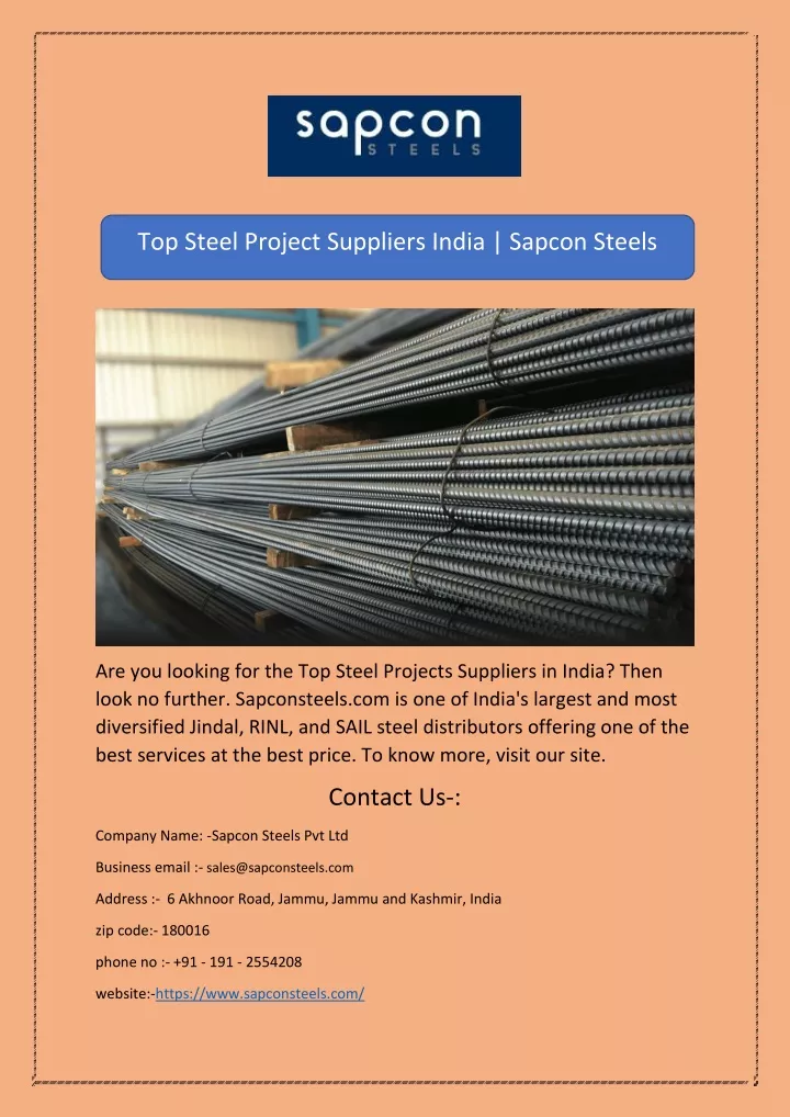 top steel project suppliers india sapcon steels