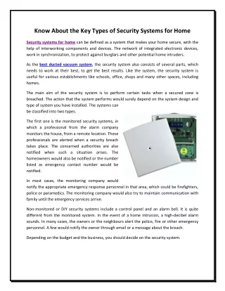 know about the key types of security systems