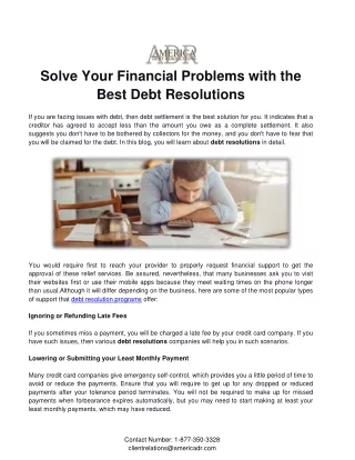 solve your financial problems with the best debt