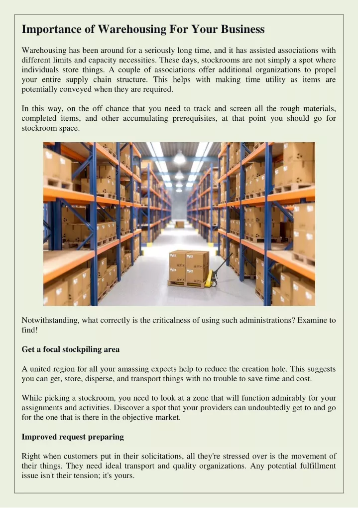 importance of warehousing for your business