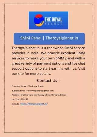 SMM Panel | Theroyalplanet.in