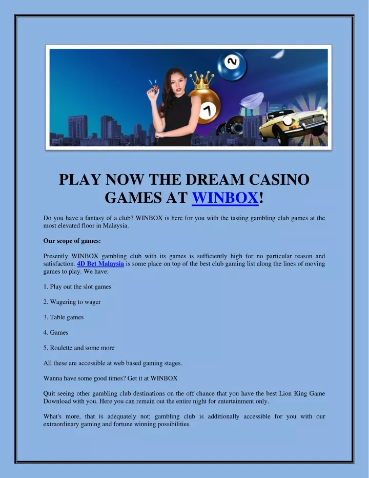 play now the dream casino games at winbox