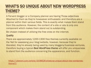 what s so unique about new wordpress theme