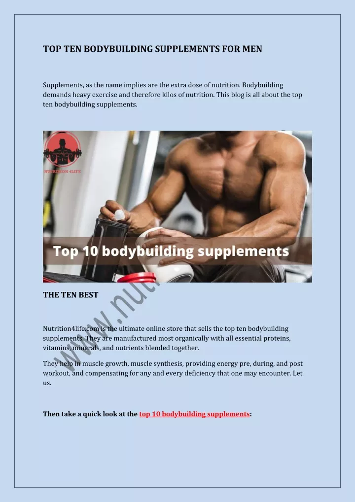 top ten bodybuilding supplements for men