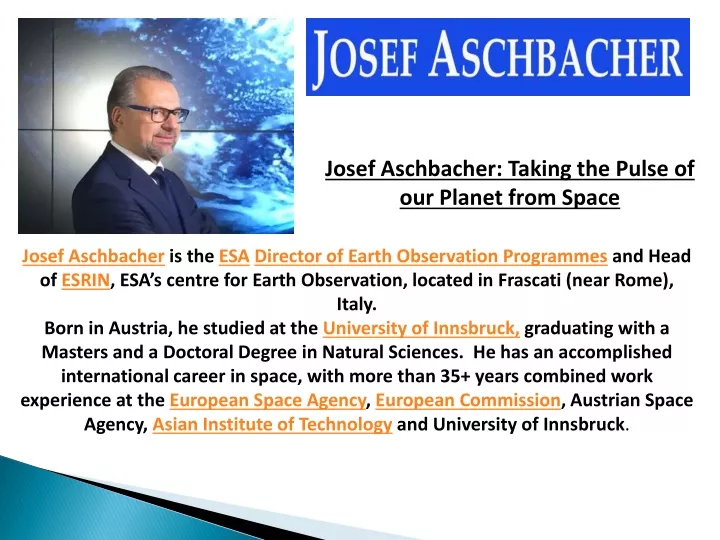 josef aschbacher taking the pulse of our planet