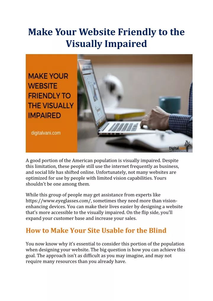 make your website friendly to the visually