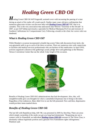 Healing Green CBD Oil|Reviews |Where to buy|Scam |Side Effects|