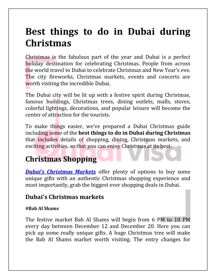 best things to do in dubai during christmas