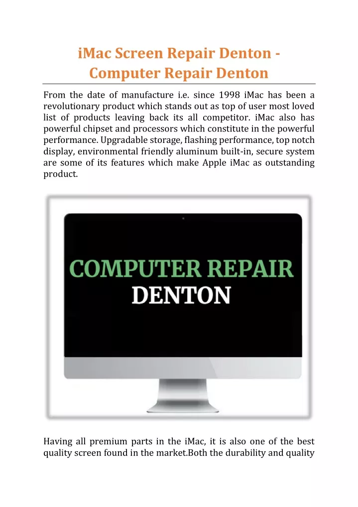 imac screen repair denton computer repair denton