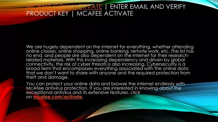 mcafee com activate enter email and verify product key mcafee activate
