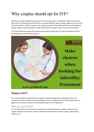 why couples should opt for ivf