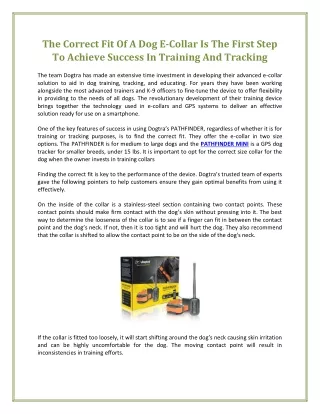The Correct Fit Of A Dog E-Collar Is The First Step To Achieve Success In Training And Tracking