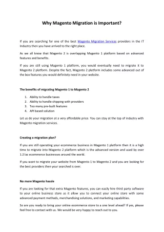 why magento migration is important
