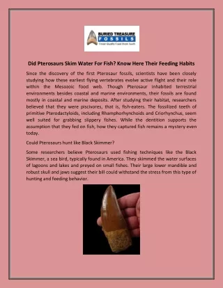 did pterosaurs skim water for fish know here