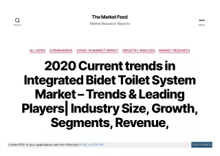 Integrated Bidet Toilet System Market