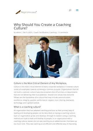 Why Should You Create a Coaching Culture?