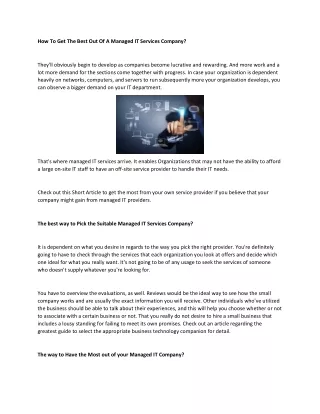 how to get the best out of a managed it services