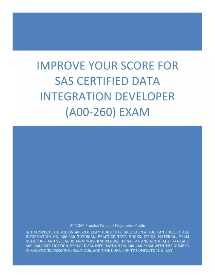 improve your score for sas certified data