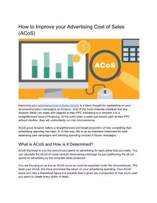 How to Improve your Advertising Cost of Sales (ACoS)
