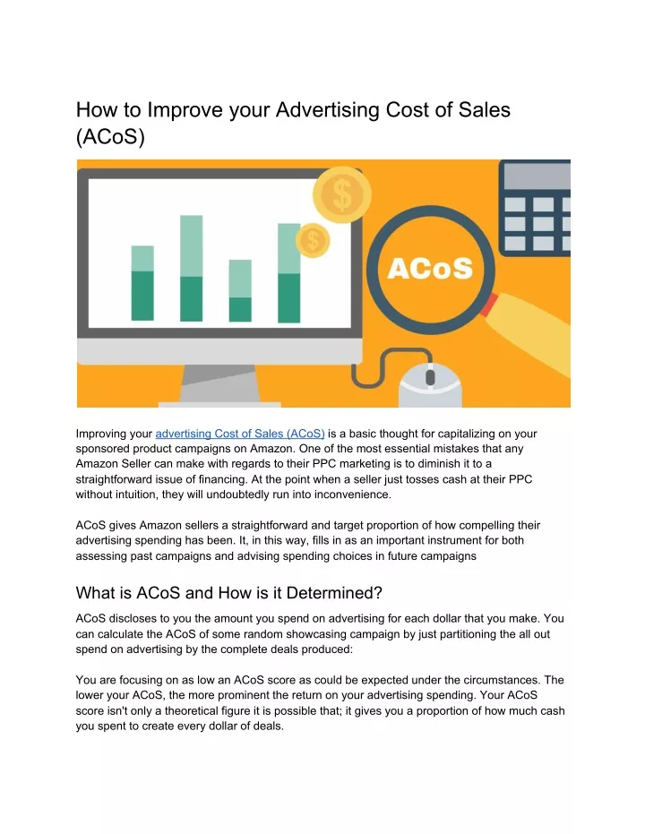 how to improve your advertising cost of sales acos