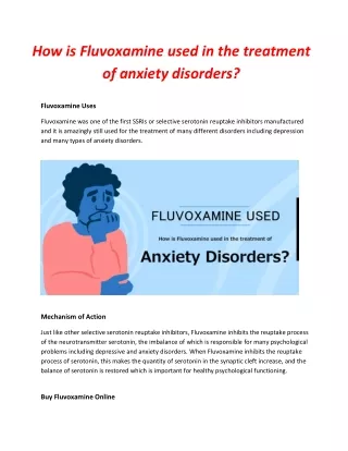 How is Fluvoxamine Used in the Treatment of Anxiety Disorders?