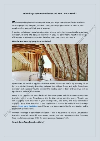 Spray Foam Insulation in London